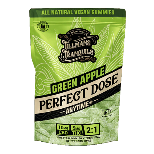 Tillmans Tranquils Green Apple Perfect Dose Gummies 10mg CBD 5mg Delta 9 THC