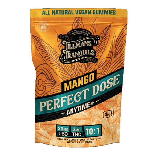Tillmans Tranquils Mango Anytime Gummies 20mg CBD 2mg Delta 9 THC