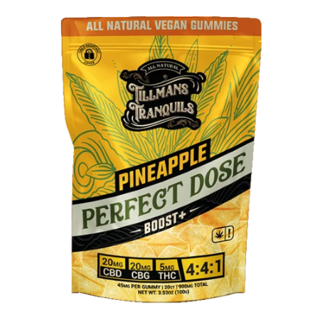 Tillmans Tranquils Pineapple Boost Gummies 20mg CBD 20mg CBG 5mg Delta 9 THC