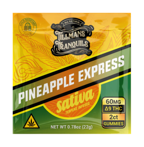 Tillmans Tranquils Pineapple Express Sativa Delta 9 Gummies 30mg THC 2 Pack