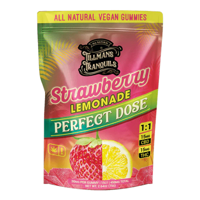Tillmans Tranquils Strawberry Lemonade Perfect Dose Gummies 15mg CBD 15mg Delta 9 THC