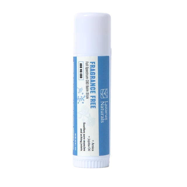 Lazarus Naturals fragrance-free CBD balm stick, small size